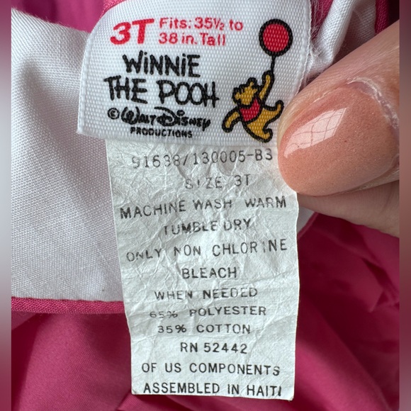 Winnie the Pooh Vintage Girl Smocked Dress 3T Pink Peter‎ Pan Collar Floral - Picture 2 of 7